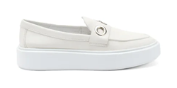 SLIP-ON IN PELLE BIANCA CON OCCHIELLI